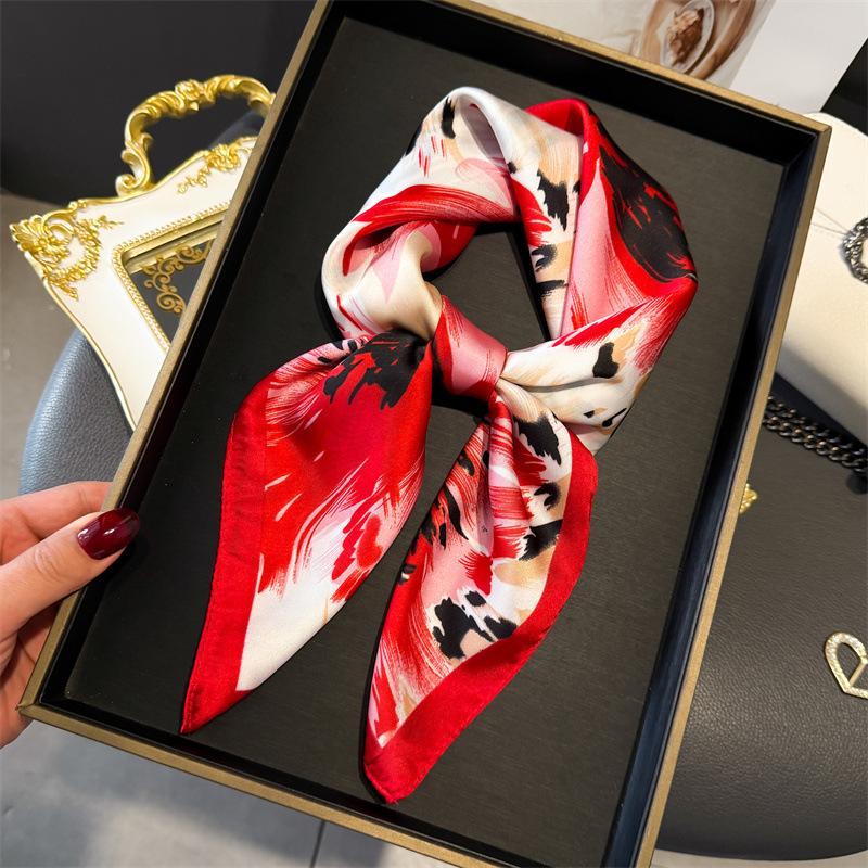 Luxury Silk Scarf 70*70Cm Square Print Women Shawl Headband Small Hair Scarves Female Neckerchief Hijab Wrap