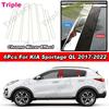 6Pcs Glossy Chrome Car Middle B C Pillar Posts Cover For KIA Sportage QL 2017- Door Trim Window Molding Stickers