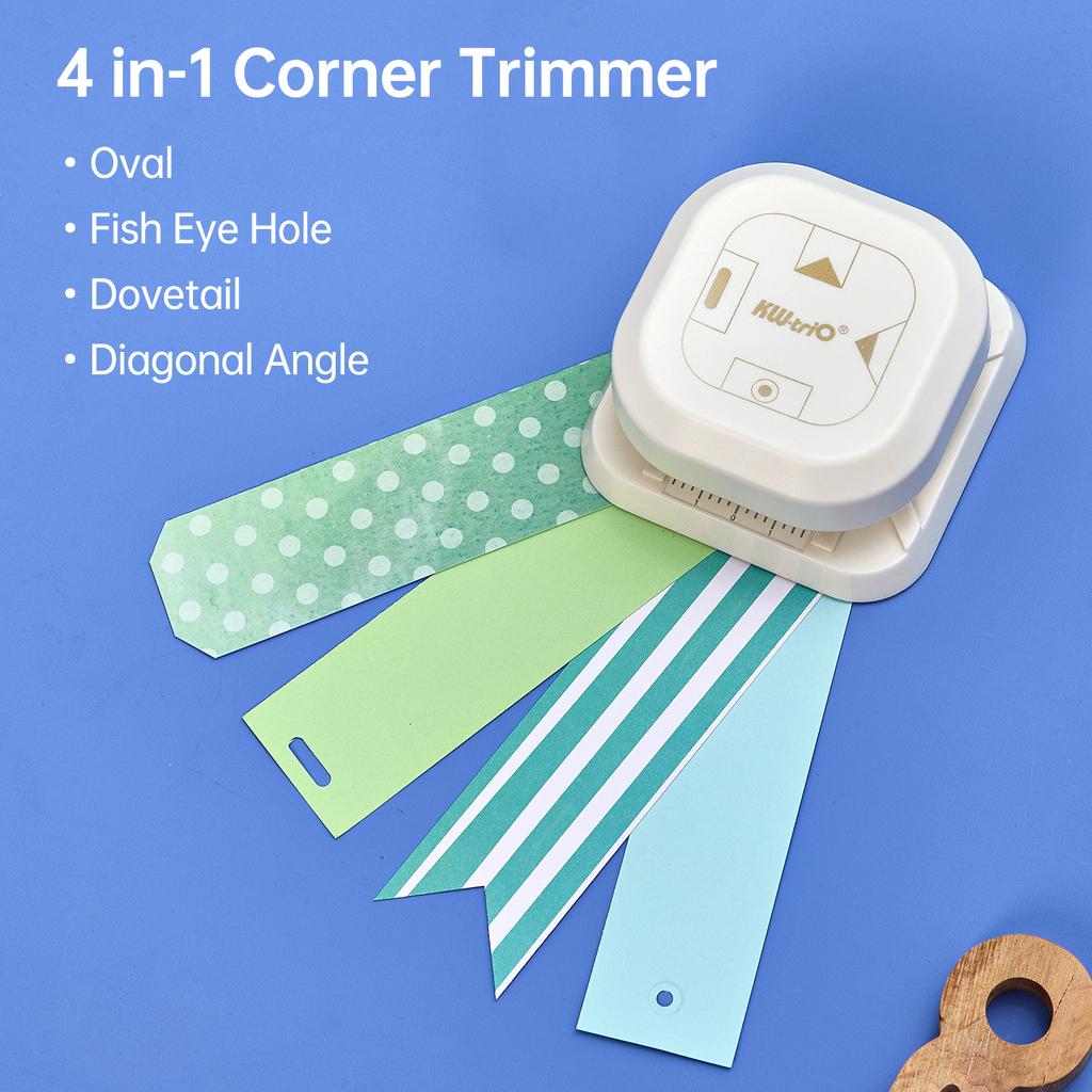 KWtriO 4in1 Corner Trimmer Squarer Puncher Slot Punch Paper Cutter In Oval Fish Eye