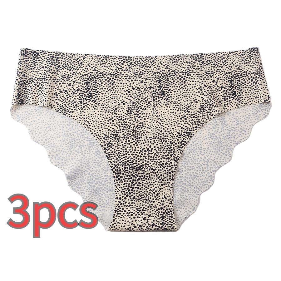 3 Pcs L Leopard Print Seamless Panties Women Ice Silk Low Waist Breathable Comfortable Briefs Women's Triangle Panties Wholesale