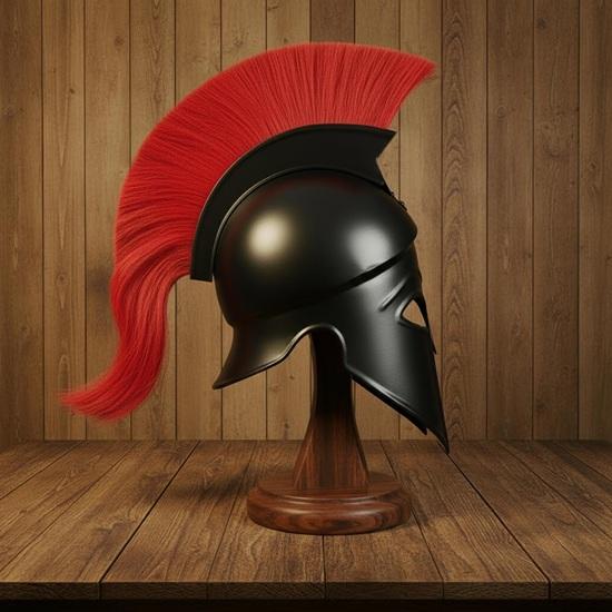 Corinthian Helmet : Warrior Medieval Helmet with Free Wooden Stand