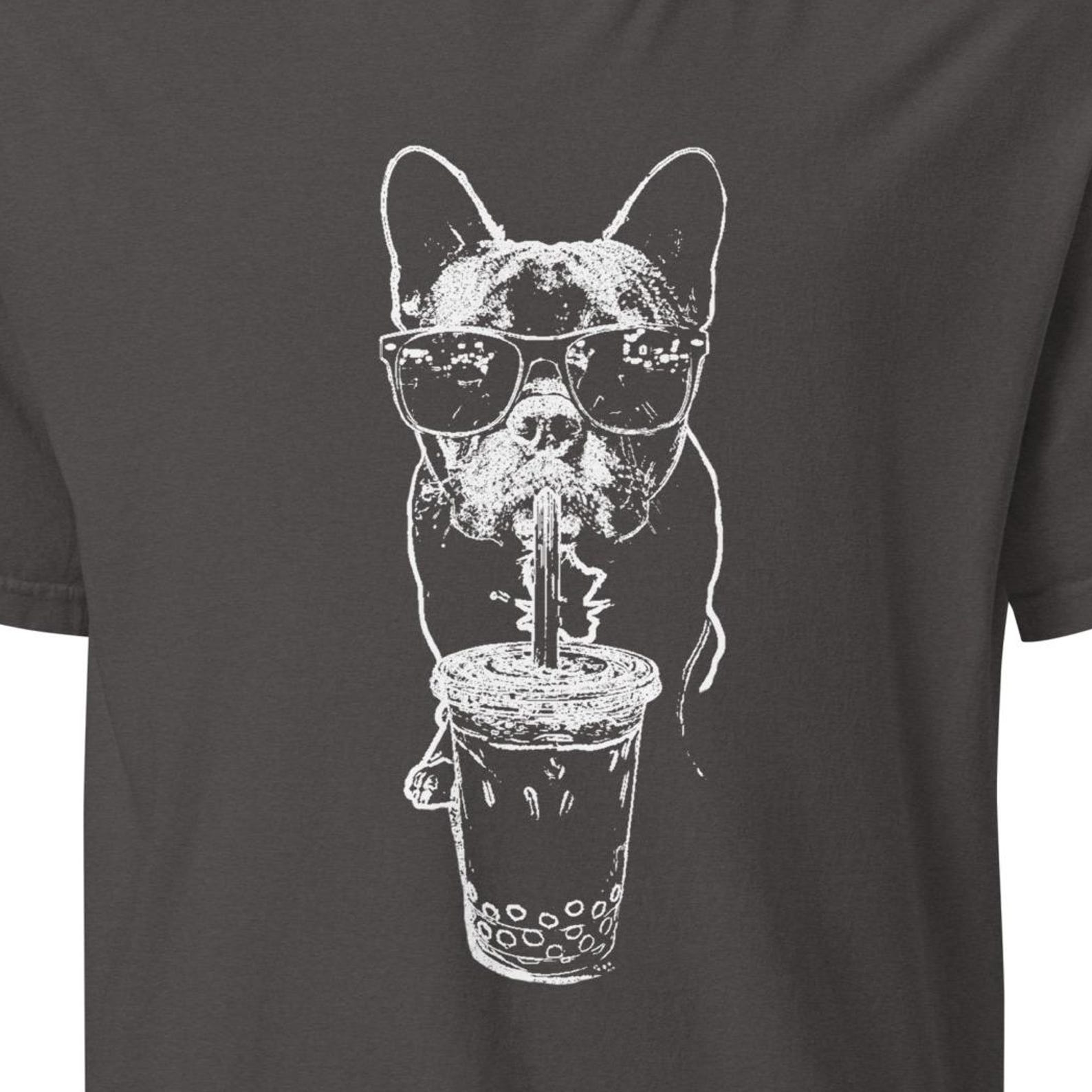 French Bulldog Bubble Tea Shirt, Funny Frenchie T-Shirt, Boba Tea Dog Tee, Dog Lover Gift, Cute French Bulldog Shirt S
