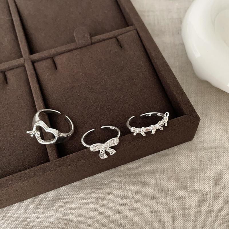 Sweet And Cute Bow Love Open Ring Female Niche Gentle Fashion Temperament Elegant Versatile Ring Ring