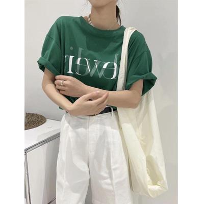 Korean Style Women’s Summer Letter Print Loose Half-Sleeve T-Shirt