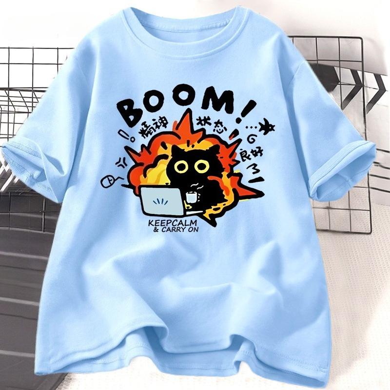 Crazy Cat Tshirt Unisex Women Funny Work Cat T Shirt Summer Casual Crewneck Short Sleeve Cotton Tshirt Unisex Womens Clothing