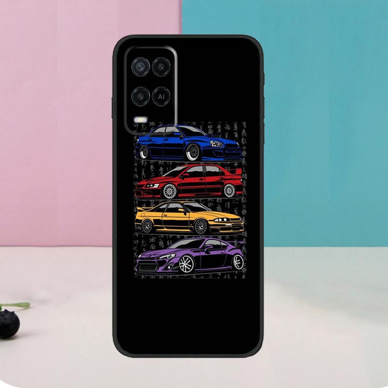 Sports Car JDM Tokyo Drift Case For Oppo A74 A54 A94 A80 A60 A40 A18 A38 A58 A78 A98 A96 A76 A16 A15 A17 A57 A5 A6 Pro