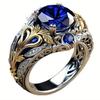 Luxury 2026 New Electroplated Two-color Flower Ring, European and American Retro Prosperous Women's Sapphire Diamond Ring