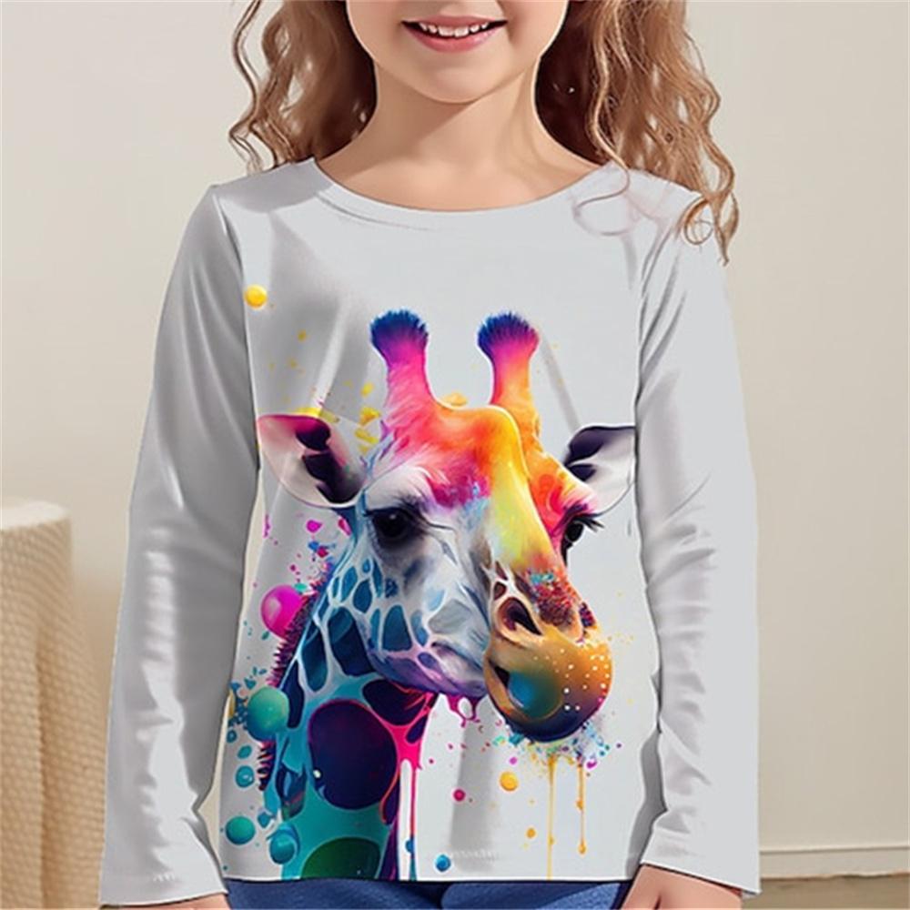 2024 Kids Clothes Cat Graphic T Shirts Fashion Baby T-Shirt Casual Kids Girl Tops Girls Clothes 2 to 8 Years Children's Clothing