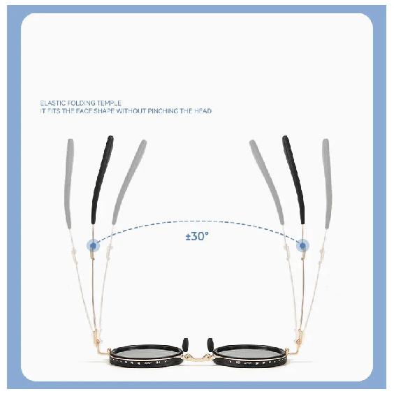 SHAUNA Full-folding Light-reducing Metal Punk ND9-level Adjustable Dimming Round Polarized Sunglasses UV400 With Case