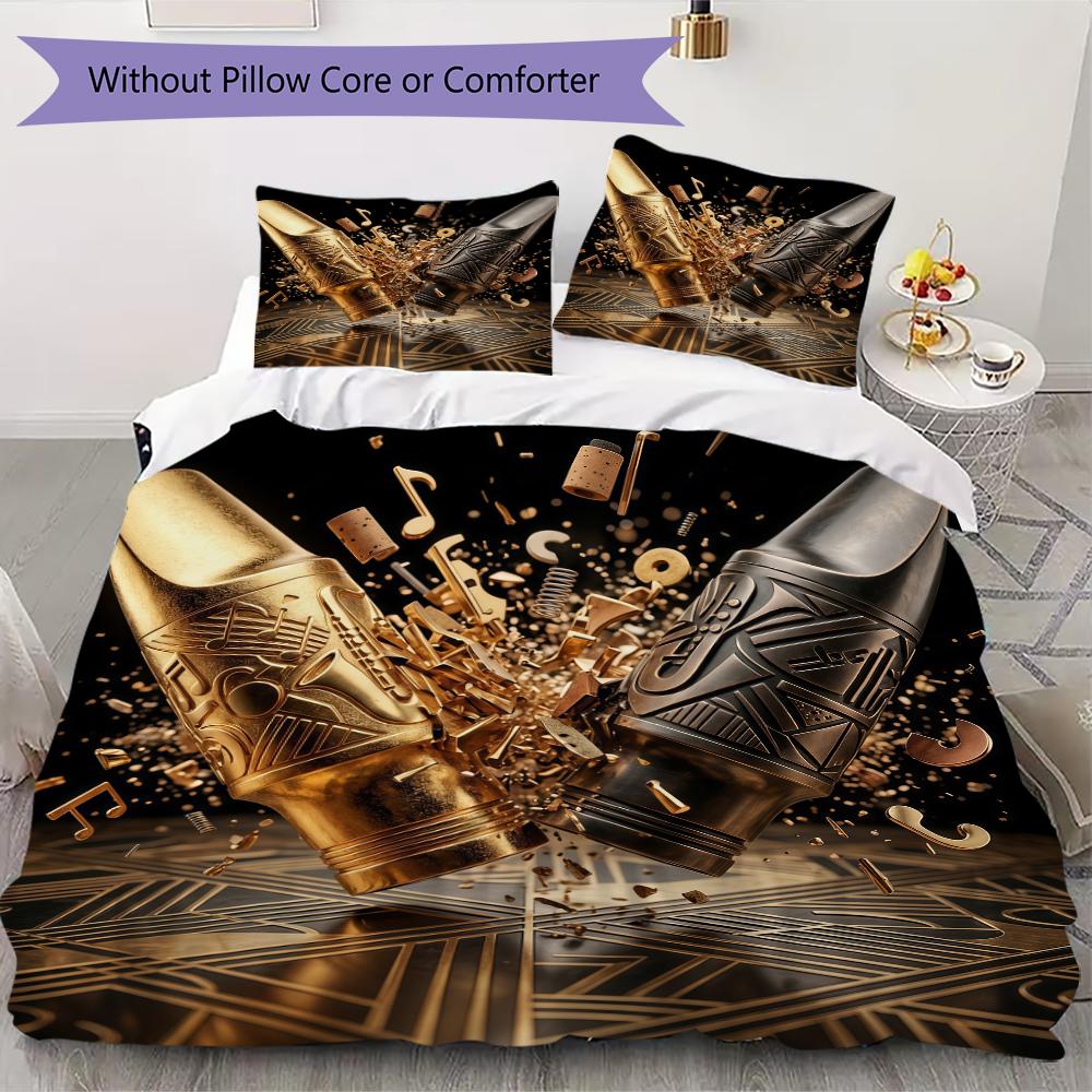 Modern Rock Guitar Pattern Bedding uilt Set uilt Cover Pillowcase Home Decoration Birthday Gift (1 * duvet cover + 2 * pillowcase without core)