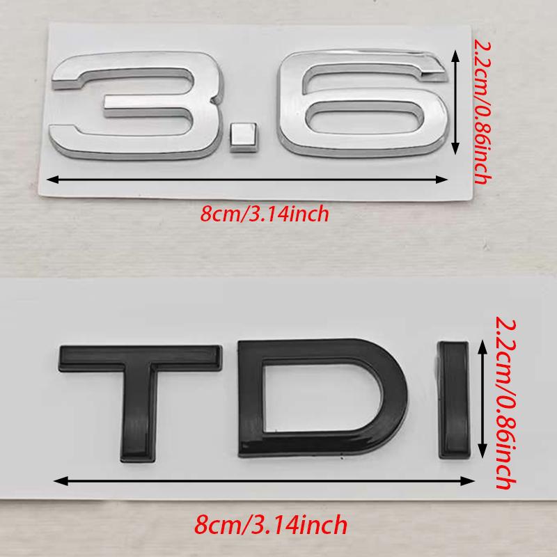 3D ABS Car Letters Logo 2.4 3.6 3.8 4.2 TDI Sticker Rear Trunk Emblem Badge For Audi A3 A4 A5 A6 A7 A8 Q3 Q5 Q7 Q8 Accessroies