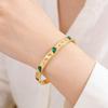 Fashionable Emerald Zircon Color Open Round Drop Rhombus Jewelry Bracelet
