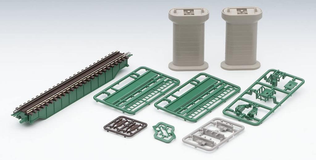 TOMYTEC N Gauge Upper Deck Girder Bridge S140 Dark Green 2 PC 3256 Model Train (F) (with Piers)