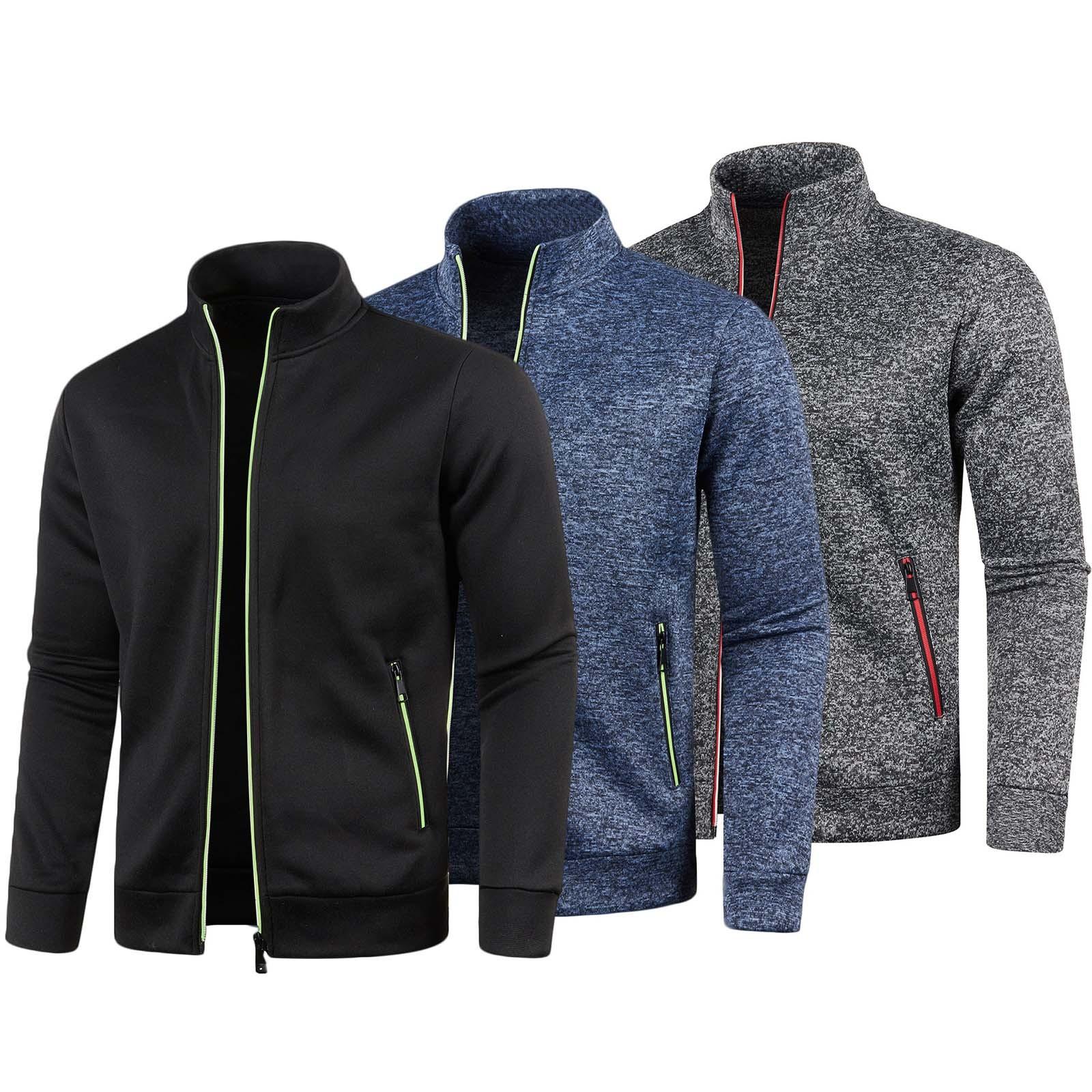 

И зимний мужской трикотажный свитер на молнии с длинными рукавами и тонким бархатным верхом, костюм-тройка XXL чёрный