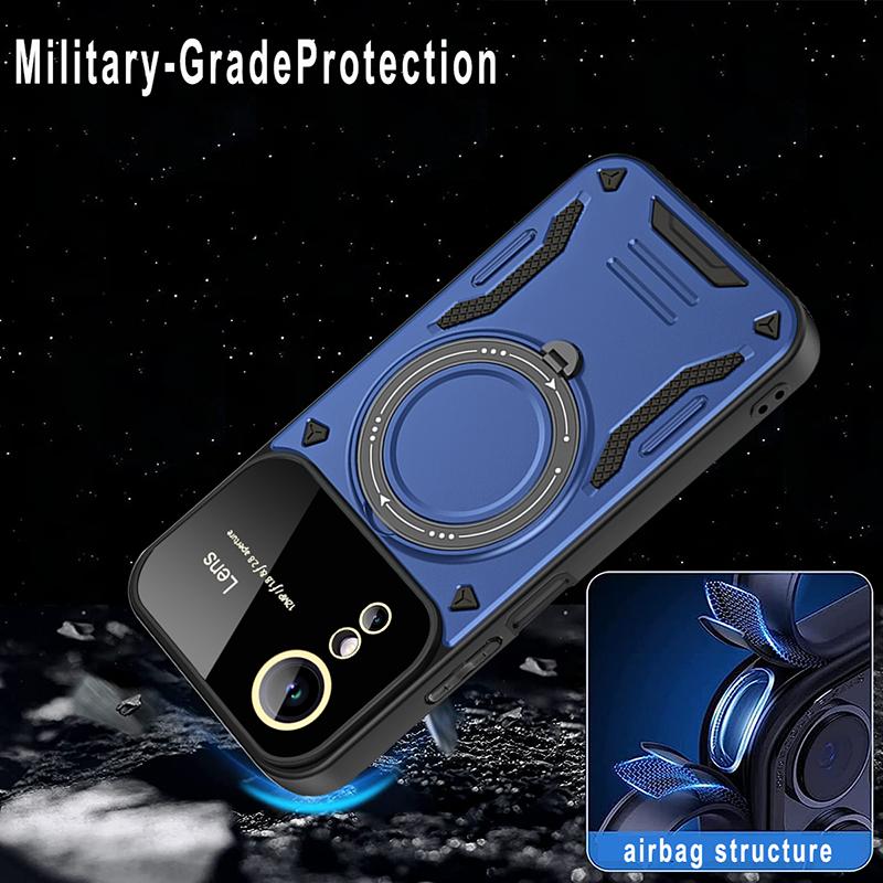 Magnetic Stand Military Grade Cases For OPPO A2 A5 A5X A17 A54 A57 A58 A77 A78 A79 A98 Shockproof Lens Protection Armor Case