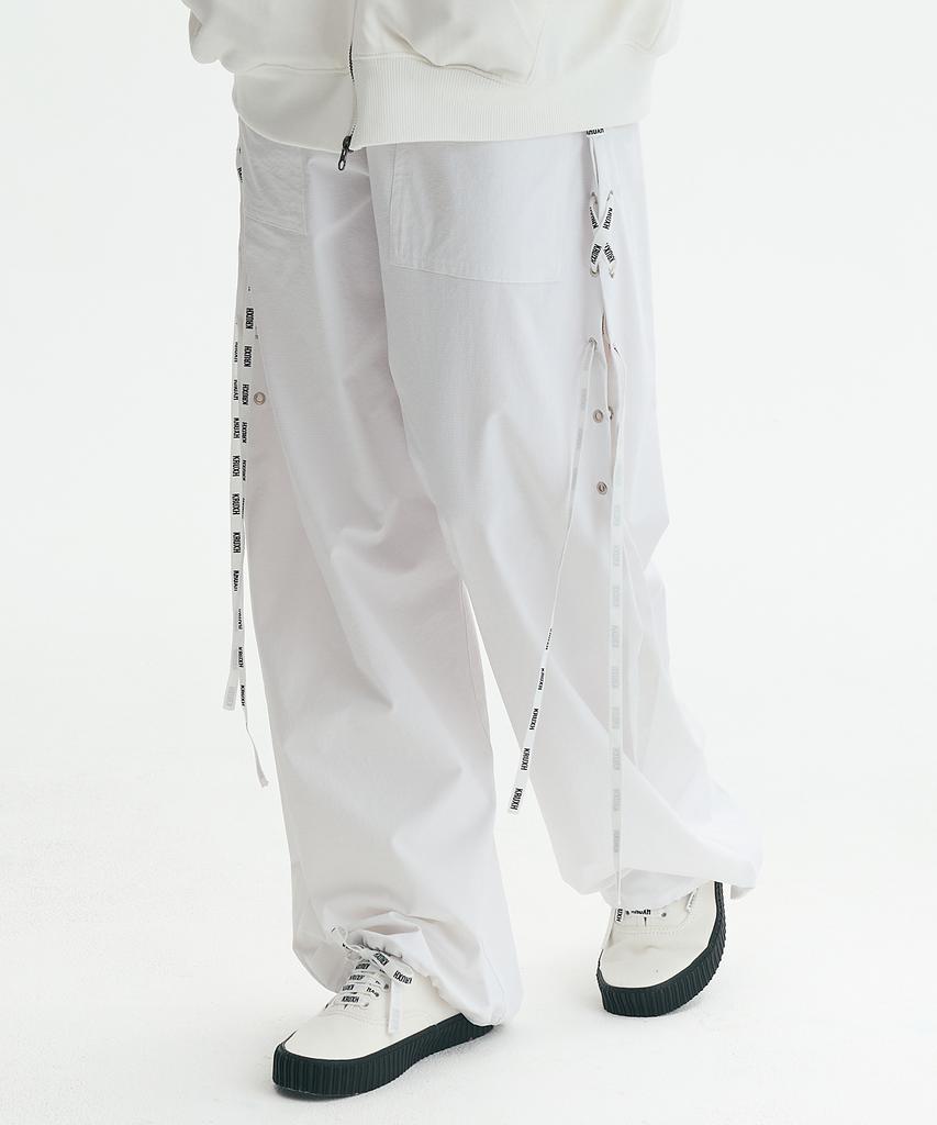 Keuleogsi Side Lace-Up Wide Pants Cloud White