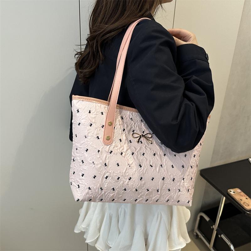 Large Capacity Women's Portable Tote Bag Summer Popular New Beautiful Bow Shoulder Armpit Bag