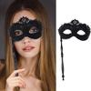 Sophisticated Handheld Parties Mask For Masquerades Event Feathered Lace Design Lightweight Build Comfortable Grip
