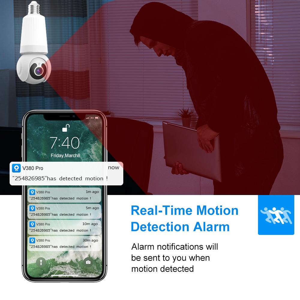 5MP CCTV Home Wireless WiFi Camera Bulb E27 Full Color Night Vision Automatic Tracking Security Camera for V380 Pro App
