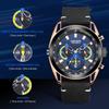 Megir Rose Black Luxury Chronograph Men Watches with Leather Strap