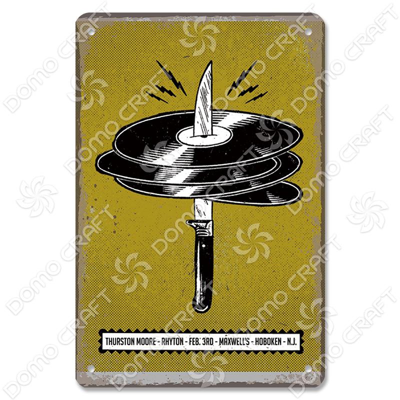 Retro Plakat Muzyczny Metalowe Tabliczki Blaszane Płyta Winylowa Fonograf Metalowa Plakietka Dekoracja Ścienna Vintage do Kawiarni Baru Pubu Salonu Domu