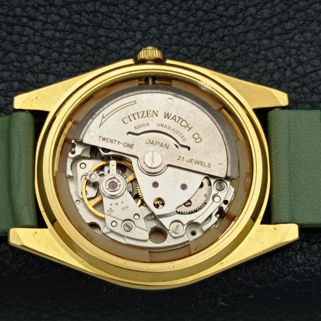 AUTOMATIC VINTAGE REFURBISHED CITIZEN 8200 JAPAN MENS GREEN DIAL WATCH A436281-2 R128-a436281