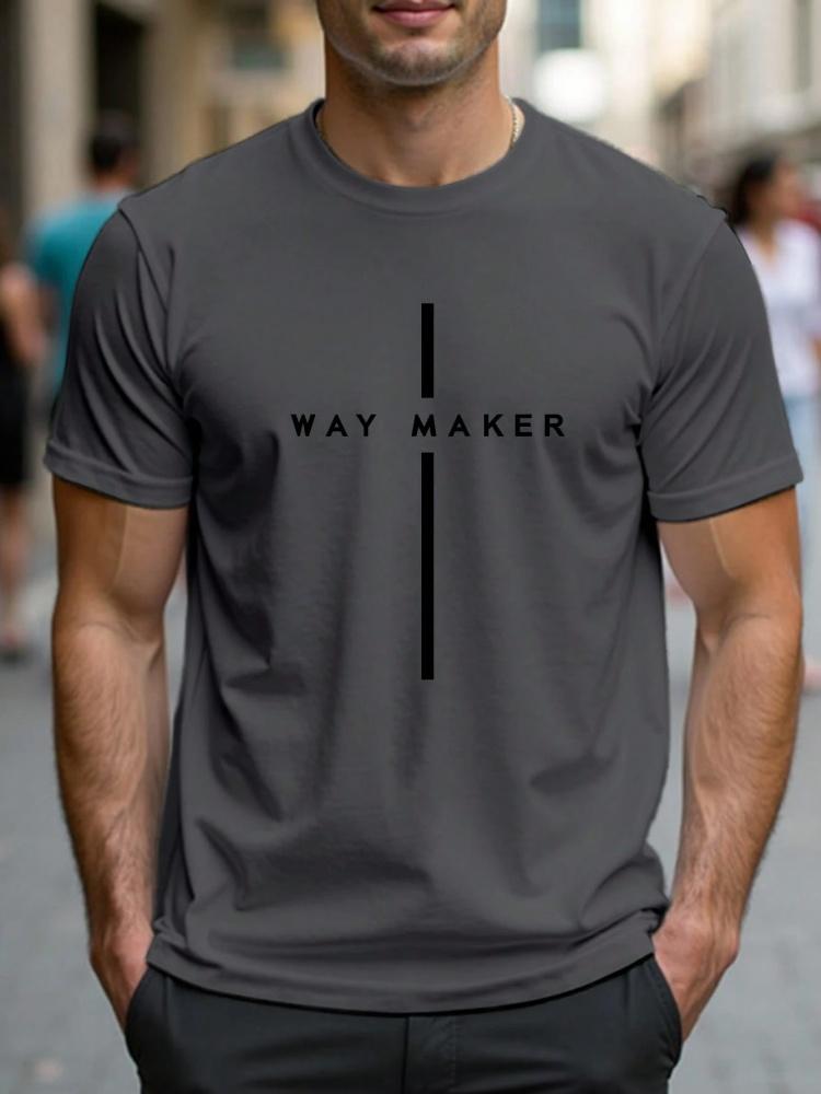 Sommer Herren Einfaches T-Shirt mit Buchstabenmuster Aufdruck Lässiges Sportliches Lockeres Rundhals Oberteil City Time Täglich Vielseitig Kurzärmelige Kleidung