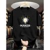 European sizes Maker Retro Style "Maker" Printed Men's T-Shirt, Summer Breathable Short-Sleeve, Regular-Fit Daily Casual Machine-Washable