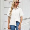 Women's Short-sleeved T-shirt Spring and Summer New Shirt Row Buckle Imitation Denim Short-sleeved Loose Shirt
