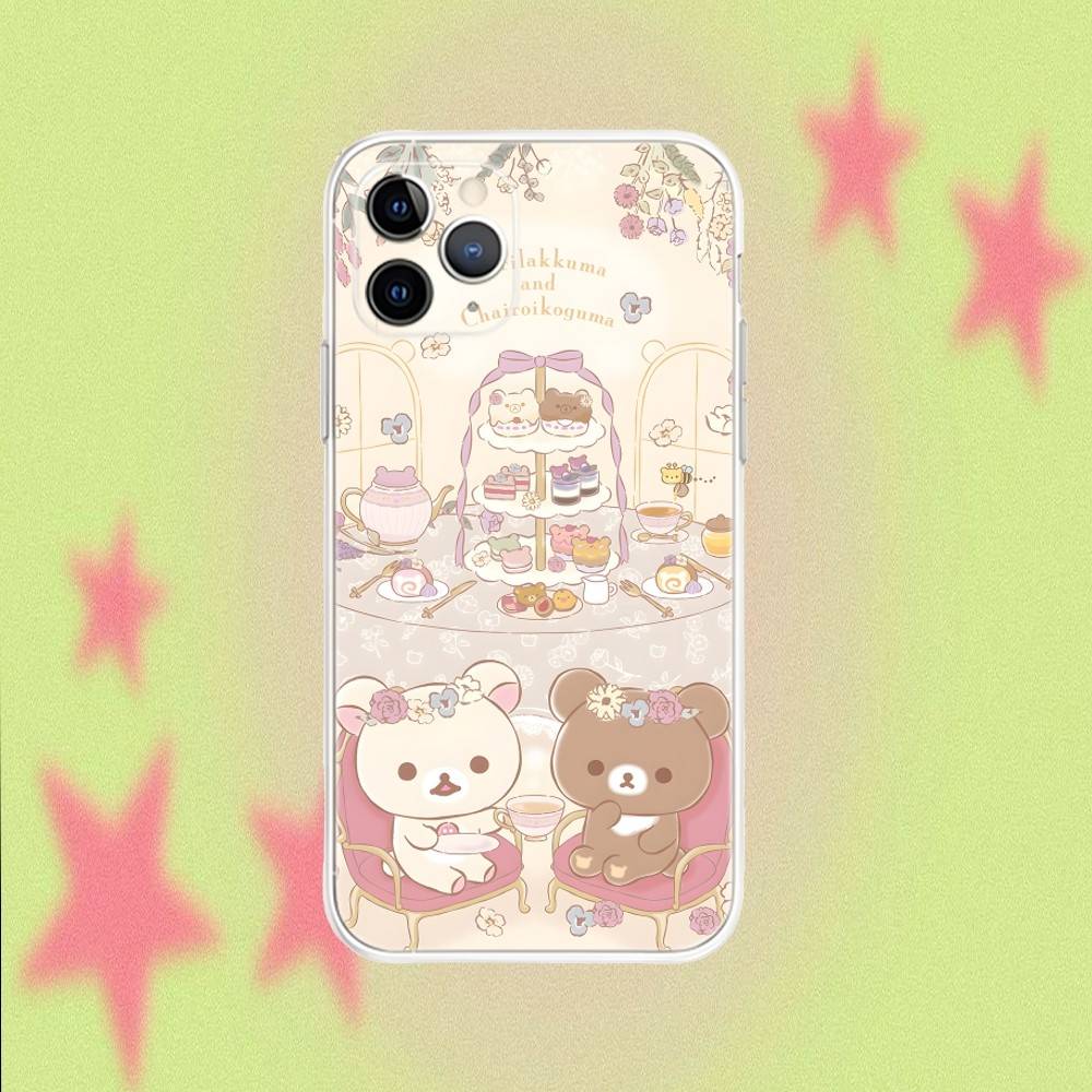 R-Rilakkuma Bear CUTE Phone Case For iPhone 17,16,15,14,13,12,11 Pro,Max,Plus,Air,X,XS,XR,SE,Mini Transparent Soft