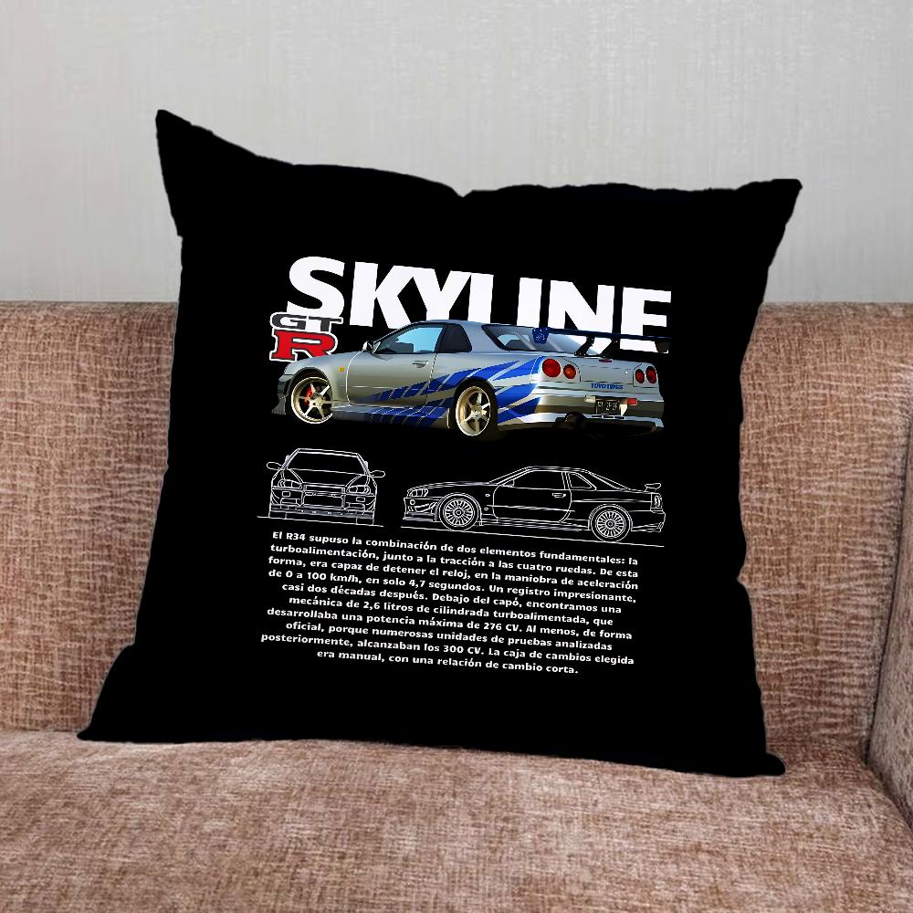 Чехол для подушки F-Fasts AND F-Furious R34 Для дома Спальни Автомобиля Офиса Декора Гостиной Подушка на диван Подходящий 16x16Inch