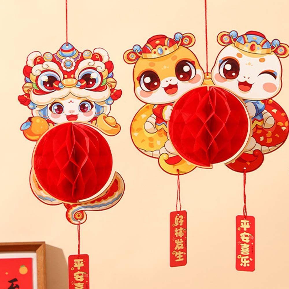 Traditional New Year Red Paper Lantern Chinese Honeycomb Ball Lantern Ornament Mid-Autumn Festival
