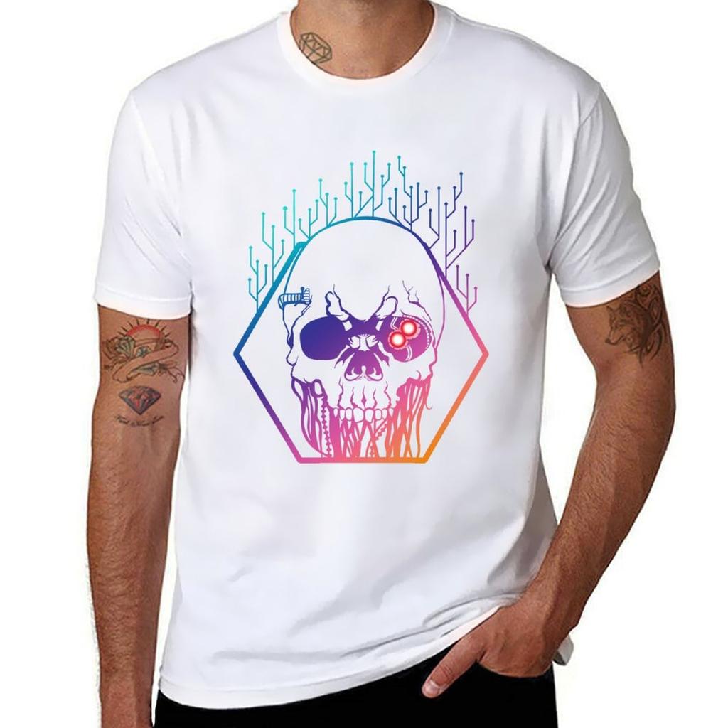 Cyberpunk Tech Eye Skull Tshirt Large Size Soft Cotton Tshirt