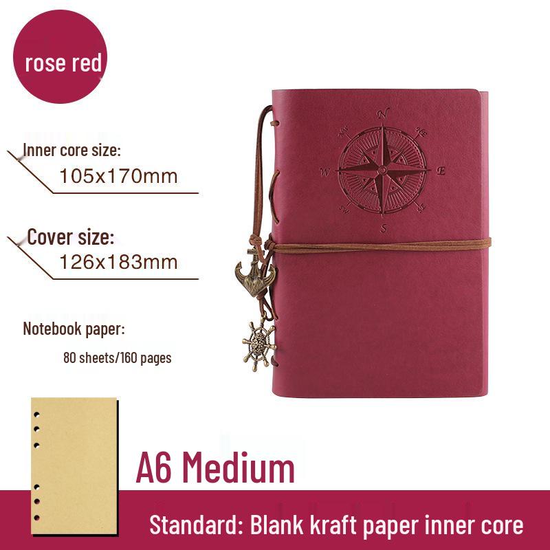 Korean Retro Loose-leaf Notebook: Creative Travel Diary with Pirate Ship Design