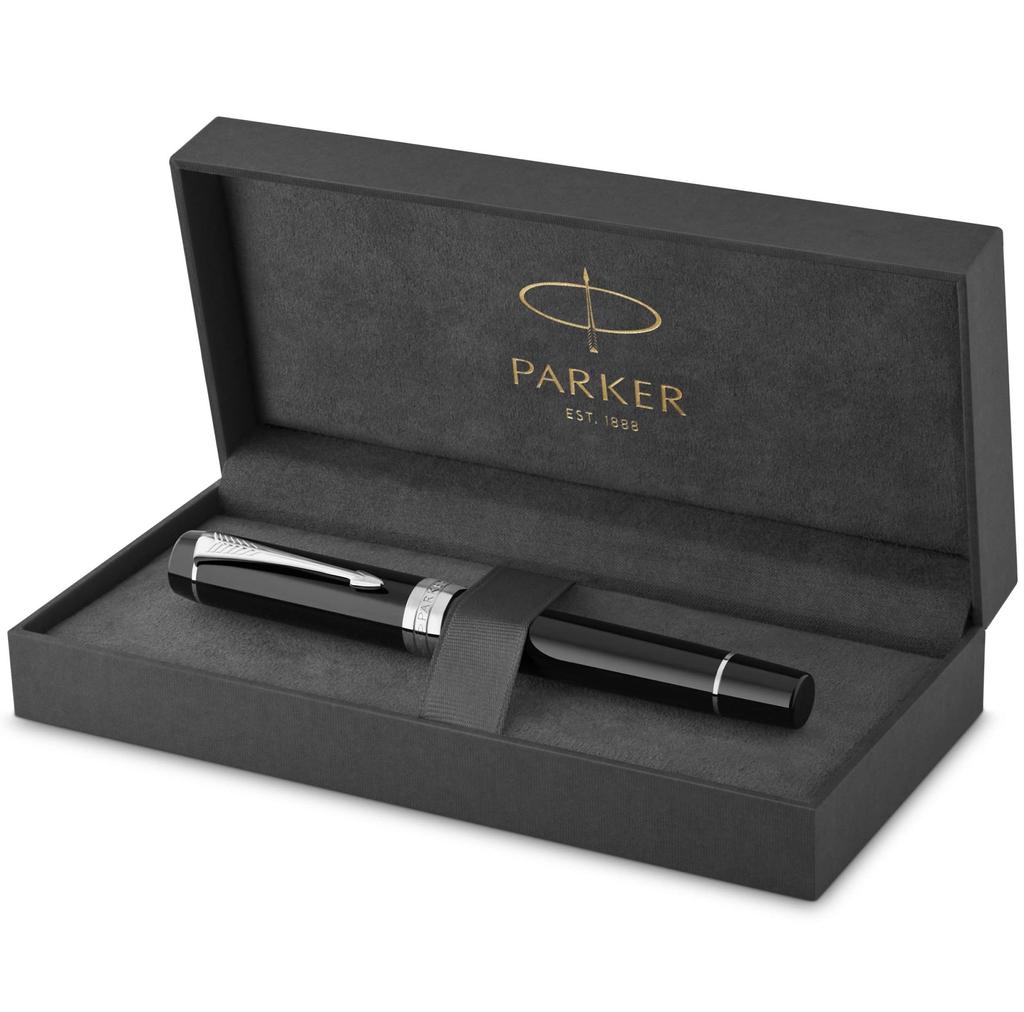Parker Duofold Classic Black CT Fountain Medium 18K Gold Gift Officially Product Number 1931366 Pen, Nib, Nib, Boxed, Imported,