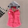 Women Vest Female Warm Sleeveless Jacket Cotton Solid Hooded Vest For Outerwear