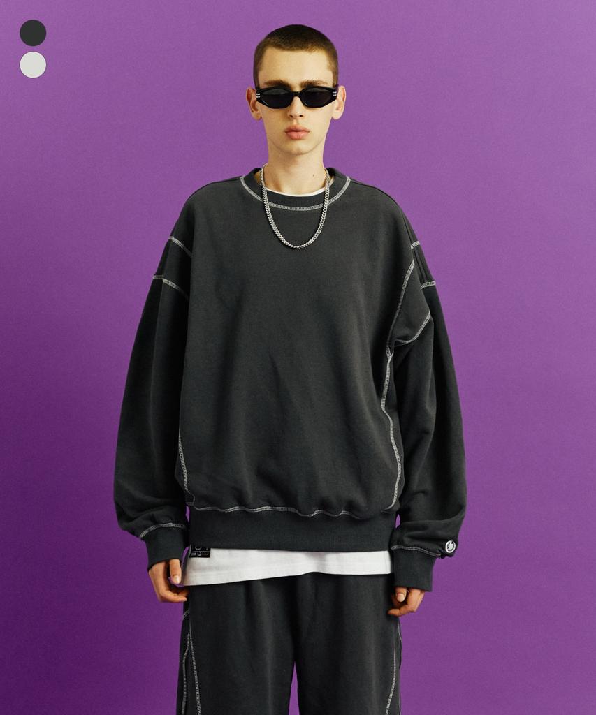 GROOVE RHYME Cover Stitch Sweatshirt (Lrqfctm339M)