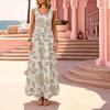 Women's Boho Floral A-Line Maxi Dress Loose Sleeveless Lightweight Flowy Elegant for Vacation Resort