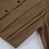 Women Pleated Lapel Pilot Jacket Loose Long Sleeve Casual Khaki Coat