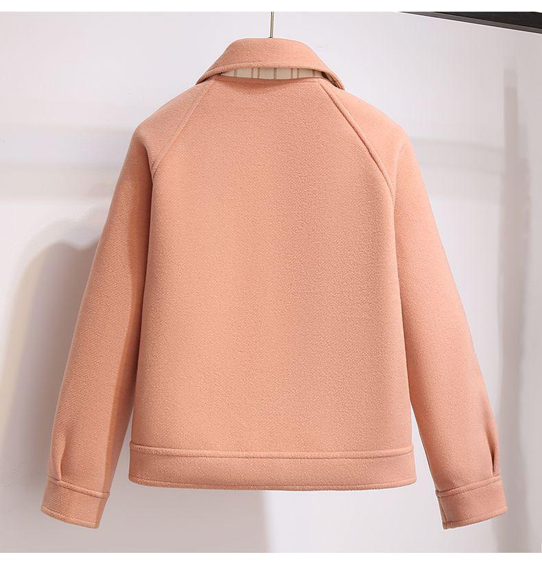 Kurze Damen-Wolljacke mit Ohrenschützern - Koreanischer Stil, Lockere Passform für Frühling und Herbst