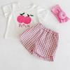 Mode 2-teiliges Baby Mädchen Kurzarm Anzug Frucht Print Sets Kinder T-Shirts + Shorts Karomuster Kleidung Kleinkind Prinzessin Mädchen Outfits