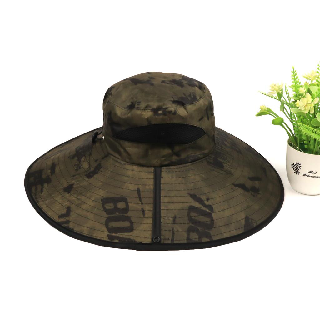 Solar-powered Fan Large Brim Hat for Men, Outdoor Sun Protection Hat, Summer Sun Hat, Hiking Fisherman Hat