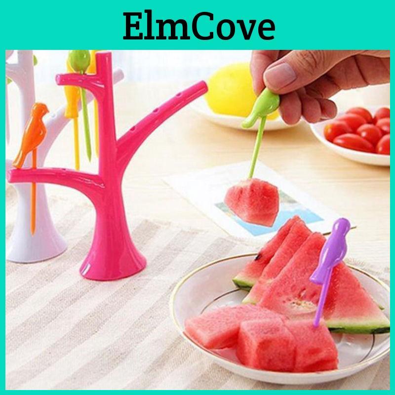 Creative Fashionable Treetop Bracket Bird Fruit Fork With Beautiful Colors And Lovely Style