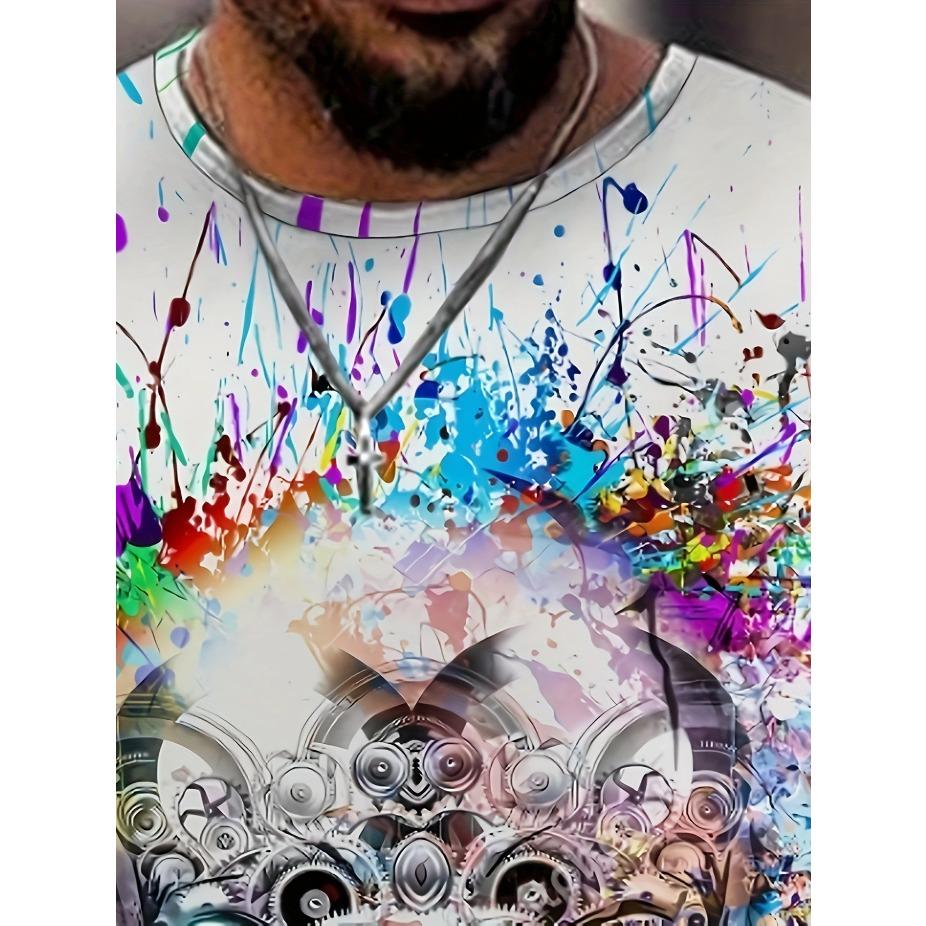 Men's 3D Skull Print T-Shirt Casual Short Sleeve Summer Tee Graphic Design Comfortable Polyester Outdoor Sports & Fitness, Skull T Shirt