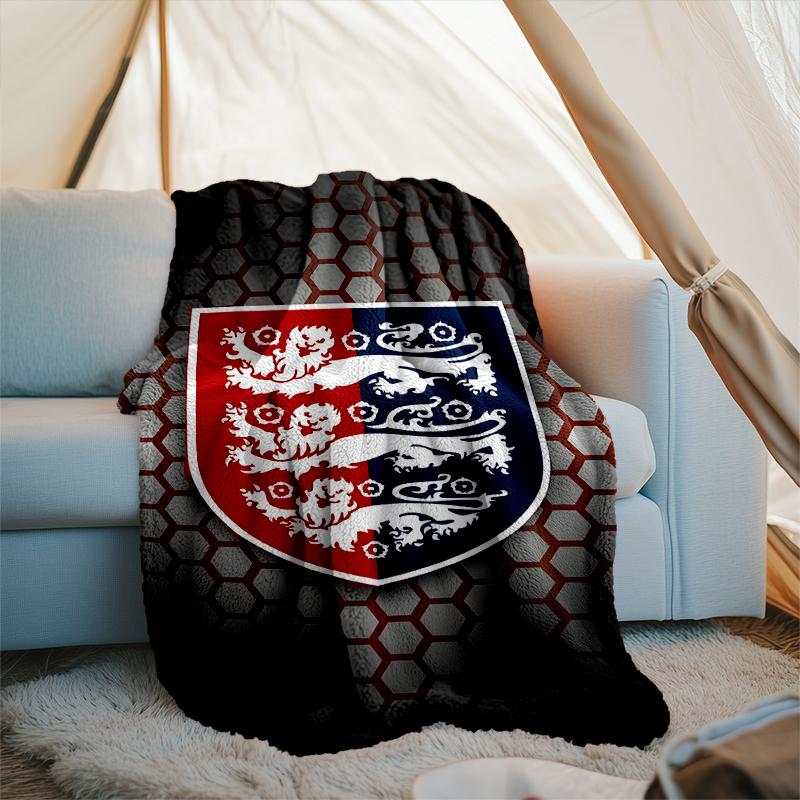 1PC England Football Crest Printed Soft Flannel Blanket Throw for Adult Bedroom Living Room Sofa Camping Travel Fan gifts Christmas Gifts