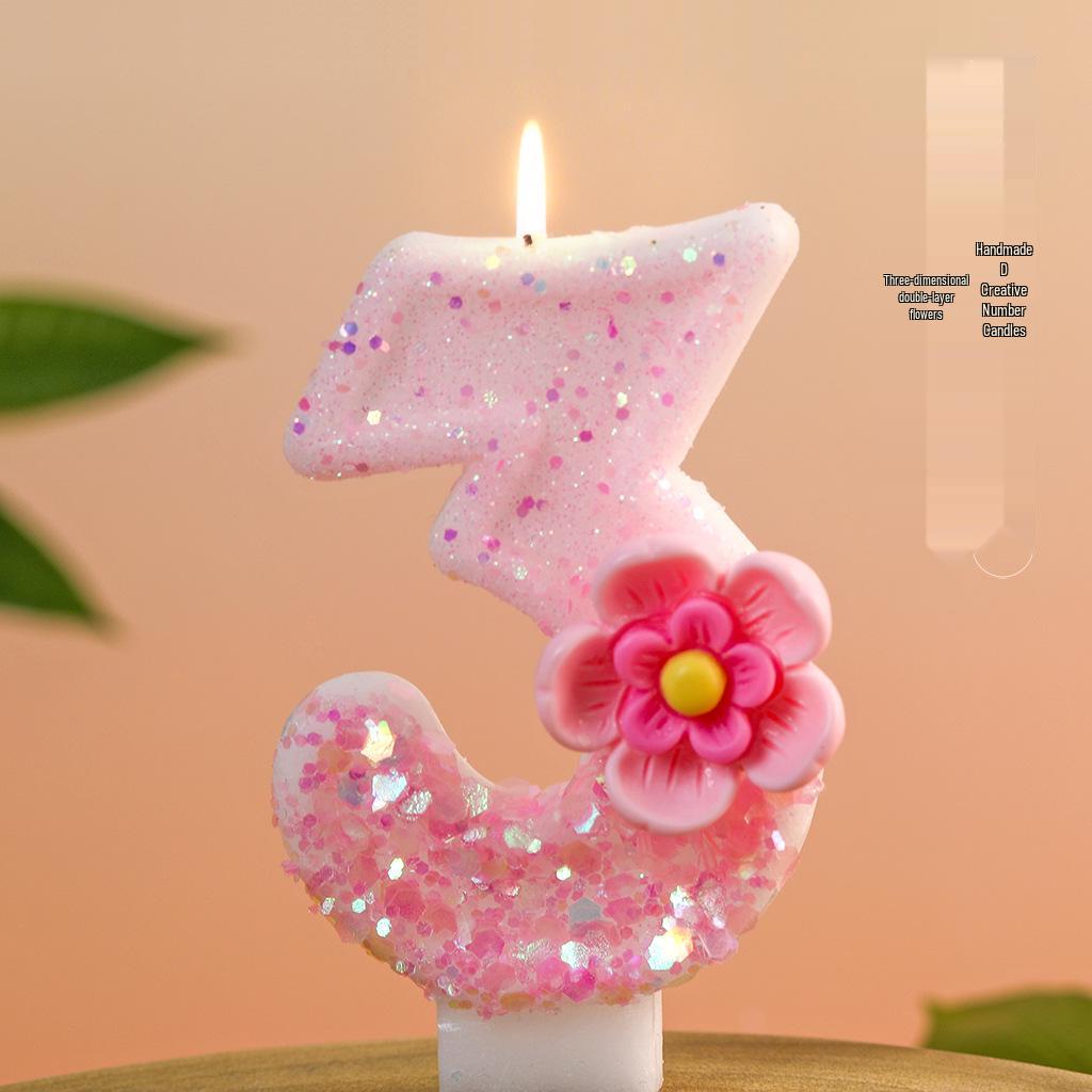 

DIY Creative Number 0-9 Birthday Cake Candles with Sticky Powder - Party Decoration Number 7