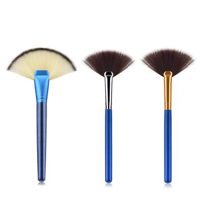 Pennelli Trucco Professionali Manico Blu Forma a Ventaglio Pennello Cosmetico Bellezza Pennelli per Sfuma Highlighter