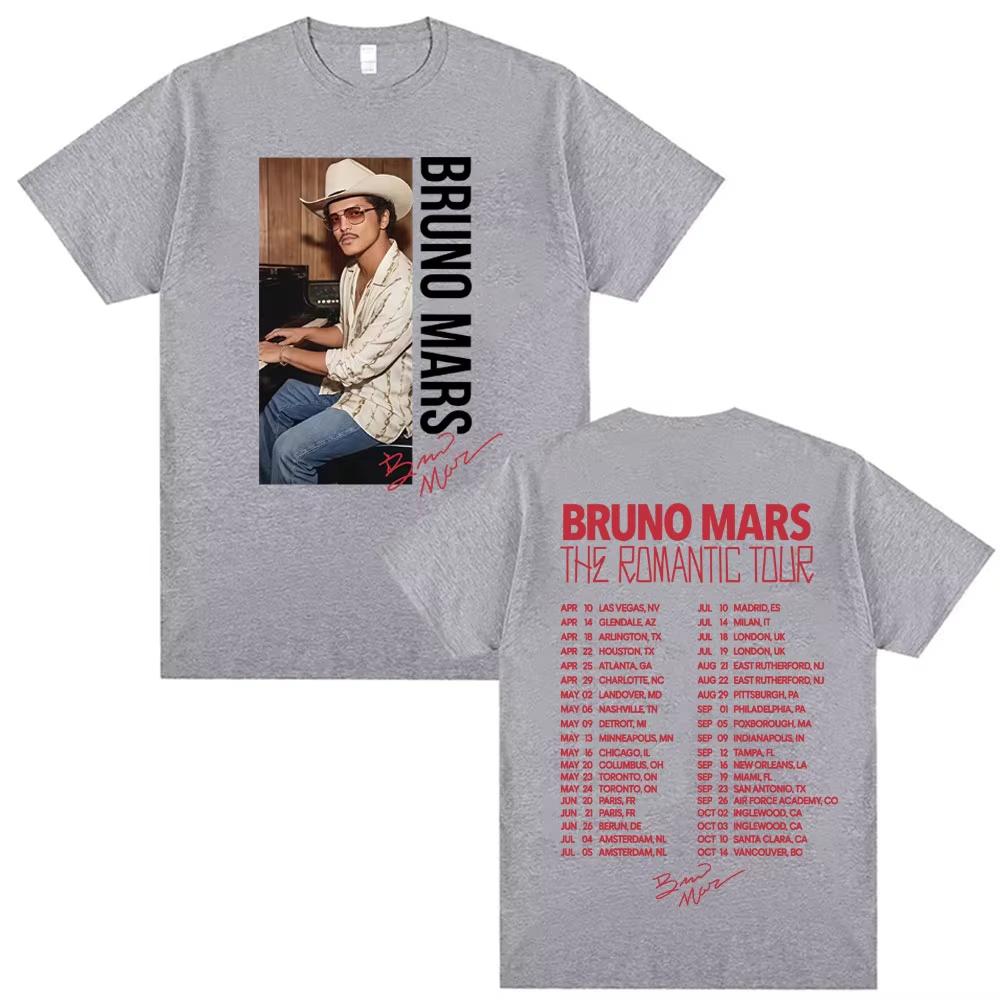 Bruno Mars Signatures The Romantic Tour 2026 Spring Summer T Shirt Fan Gift Men Women Fashion 90s Vintage Pure Cotton Streetwear