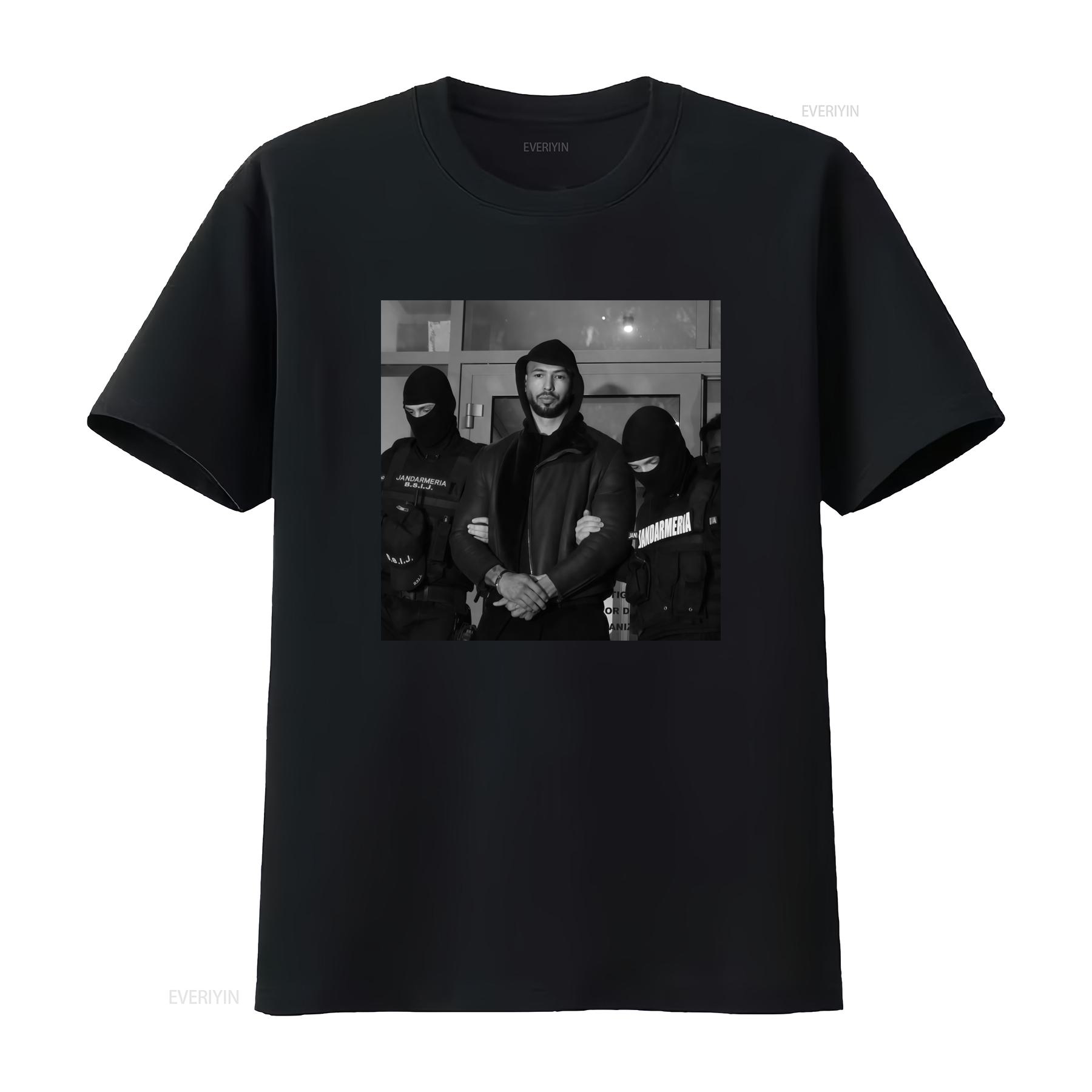 

Andrew Tate Arrest Inspired T Shirt Top Design Hooded Style Mens vintage Washed Slightly Casual Breathable Versatile 4XL