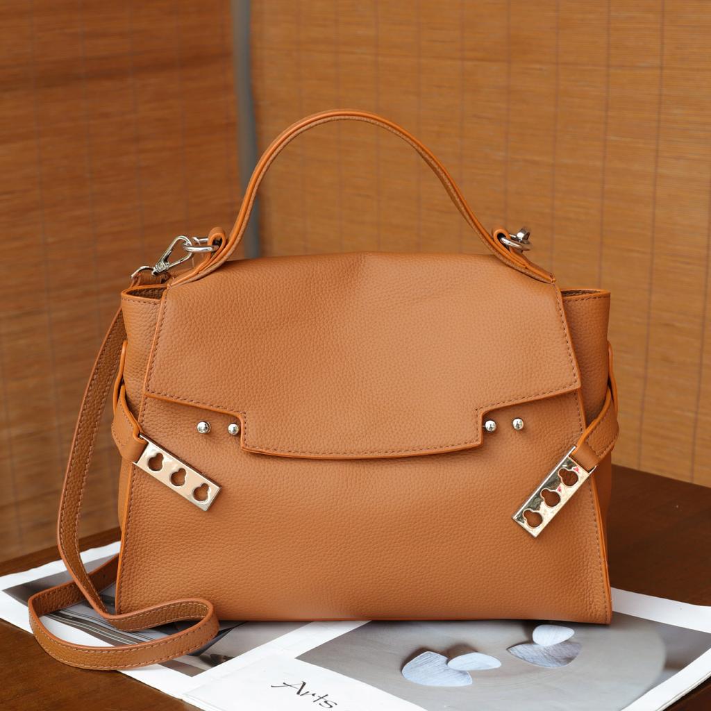Temperament Characteristic Women'S Bag First Layer Cowhide Horizontal Style Popular Commuter Shoulder Portable Leather Soft Leather